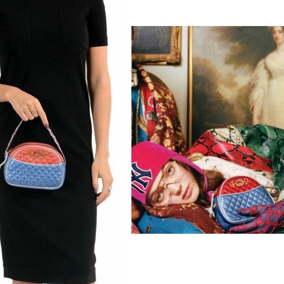 SOLD🚫Gucci trapuntata camera crossbody shoulder blue red quilted bag - Picture 4 of 15